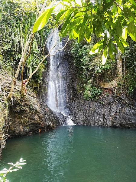 Kuyawyaw Falls second cascade dropping into a green pool, Taytay