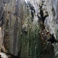 Limestone walls and skylight inside Cudugnon Cave